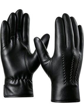 Men's Winter Leather Gloves - Sheepskin Driving Gloves, Cashmere Lined Warmth